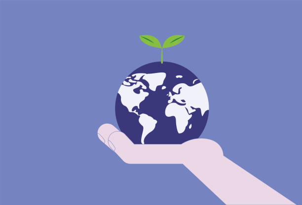holding the earth with hands, environmental protection concept illustration - 智慧農(nóng)業(yè) 幅插畫(huà)檔、美工圖案、卡通及圖標(biāo)